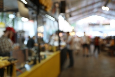 Photo of Blurred view of modern cafe. Bokeh effect