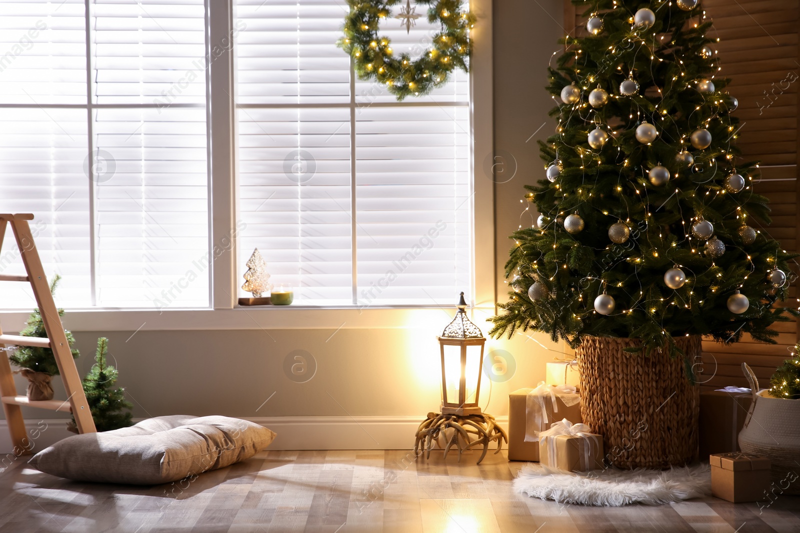 Photo of Beautiful living room interior decorated for Christmas