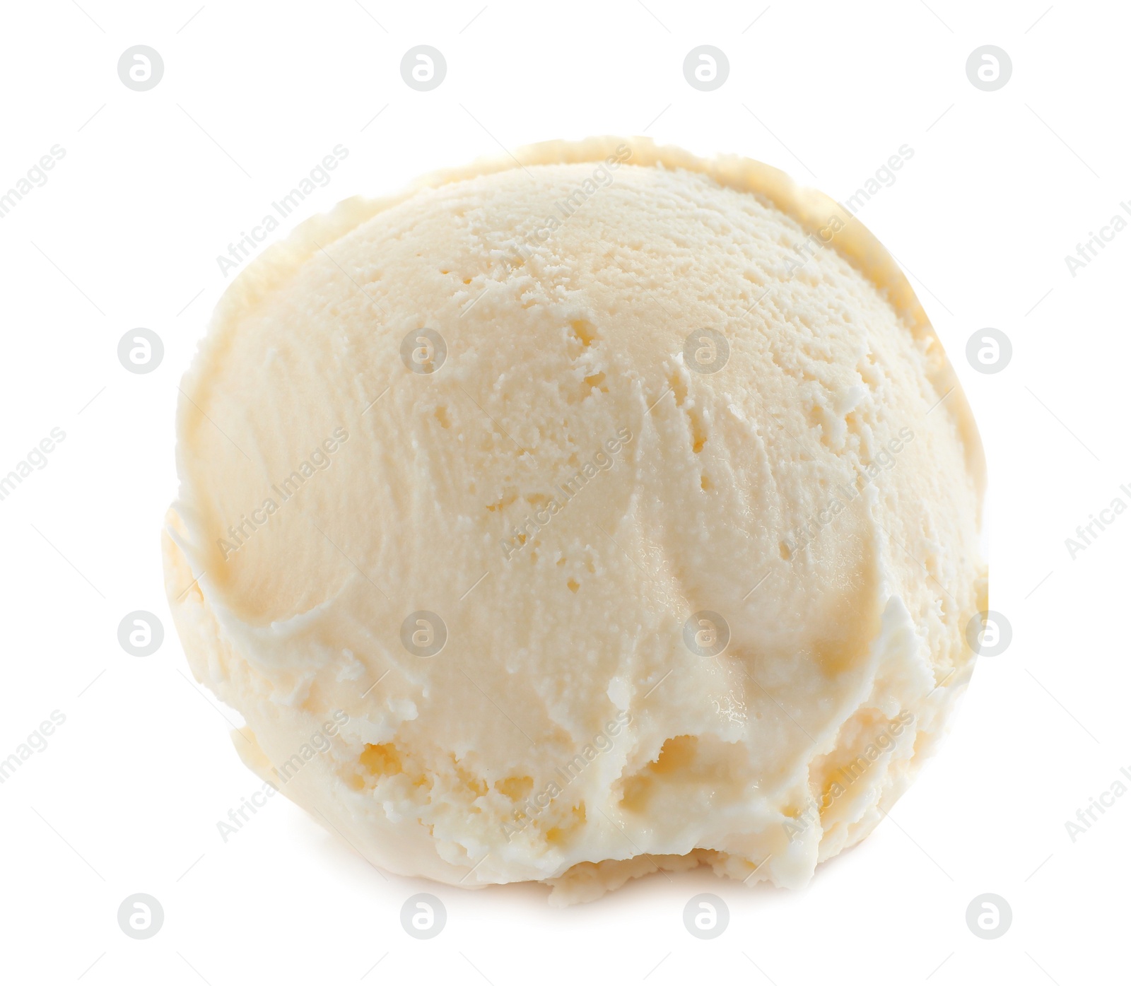Photo of Scoop of delicious ice cream on white background