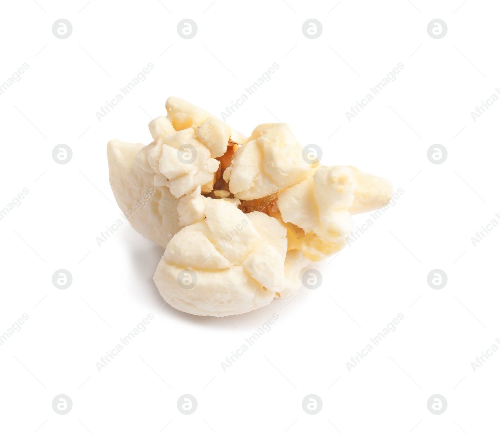 Photo of Tasty fresh popcorn on white background, closeup