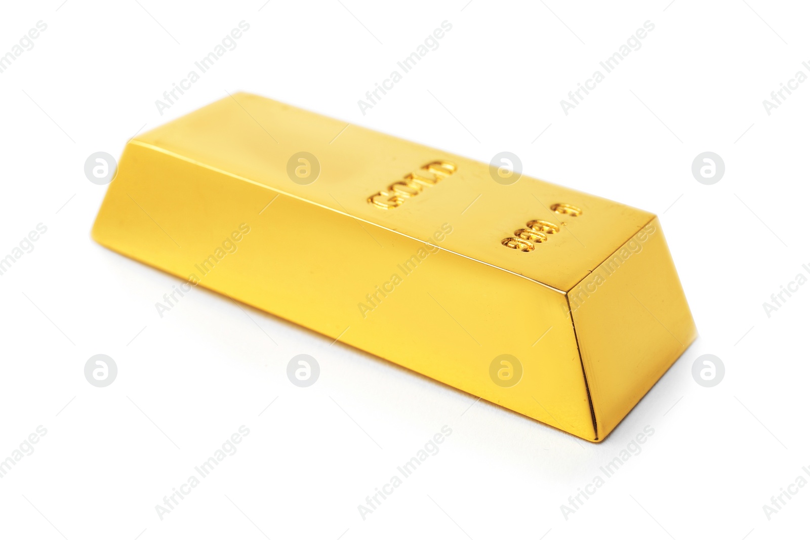 Photo of Precious shiny gold bar on white background