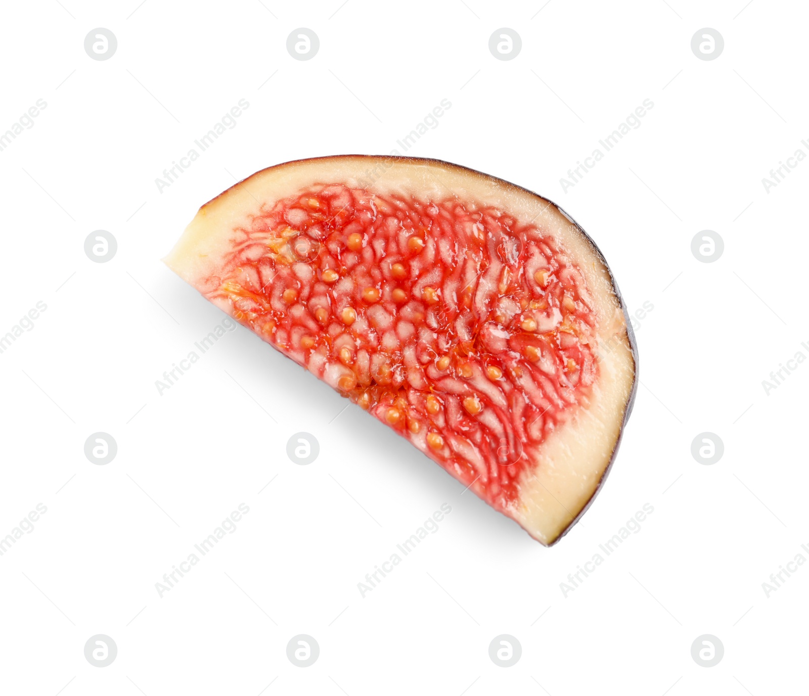 Photo of Piece of fresh fig isolated on white, top view