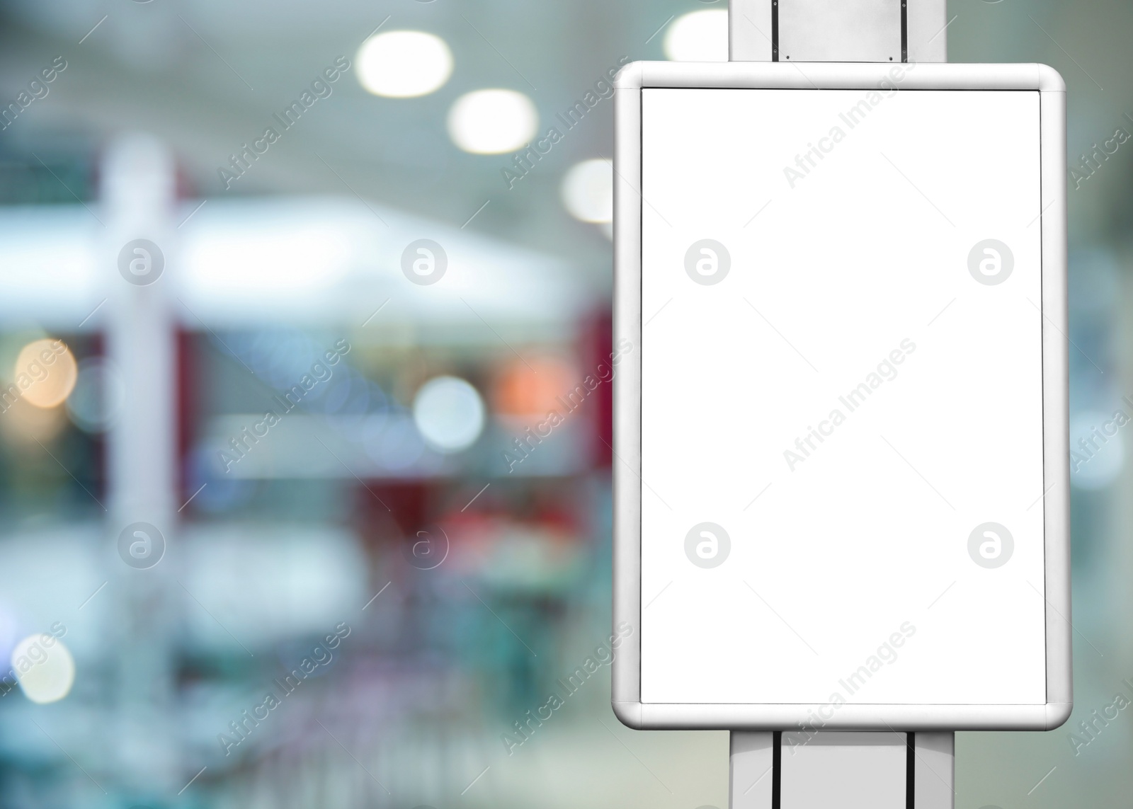 Image of Blank advertising board in shopping mall. Mockup for design