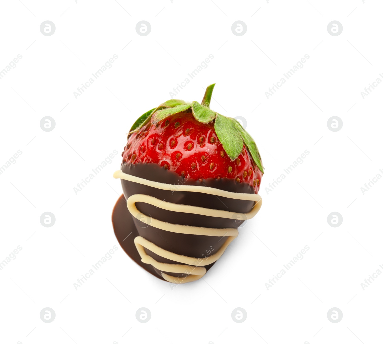 Photo of Delicious chocolate covered strawberry on white background