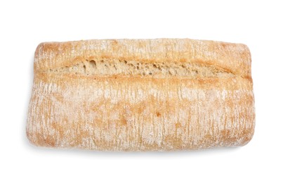 Crispy ciabatta isolated on white, top view. Fresh bread