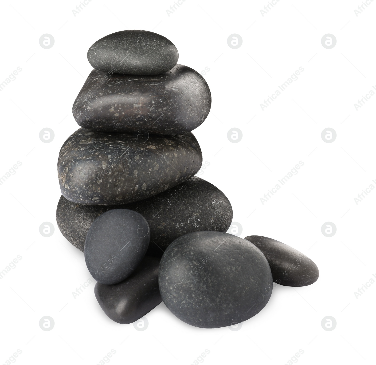 Photo of Stack of spa stones on white background