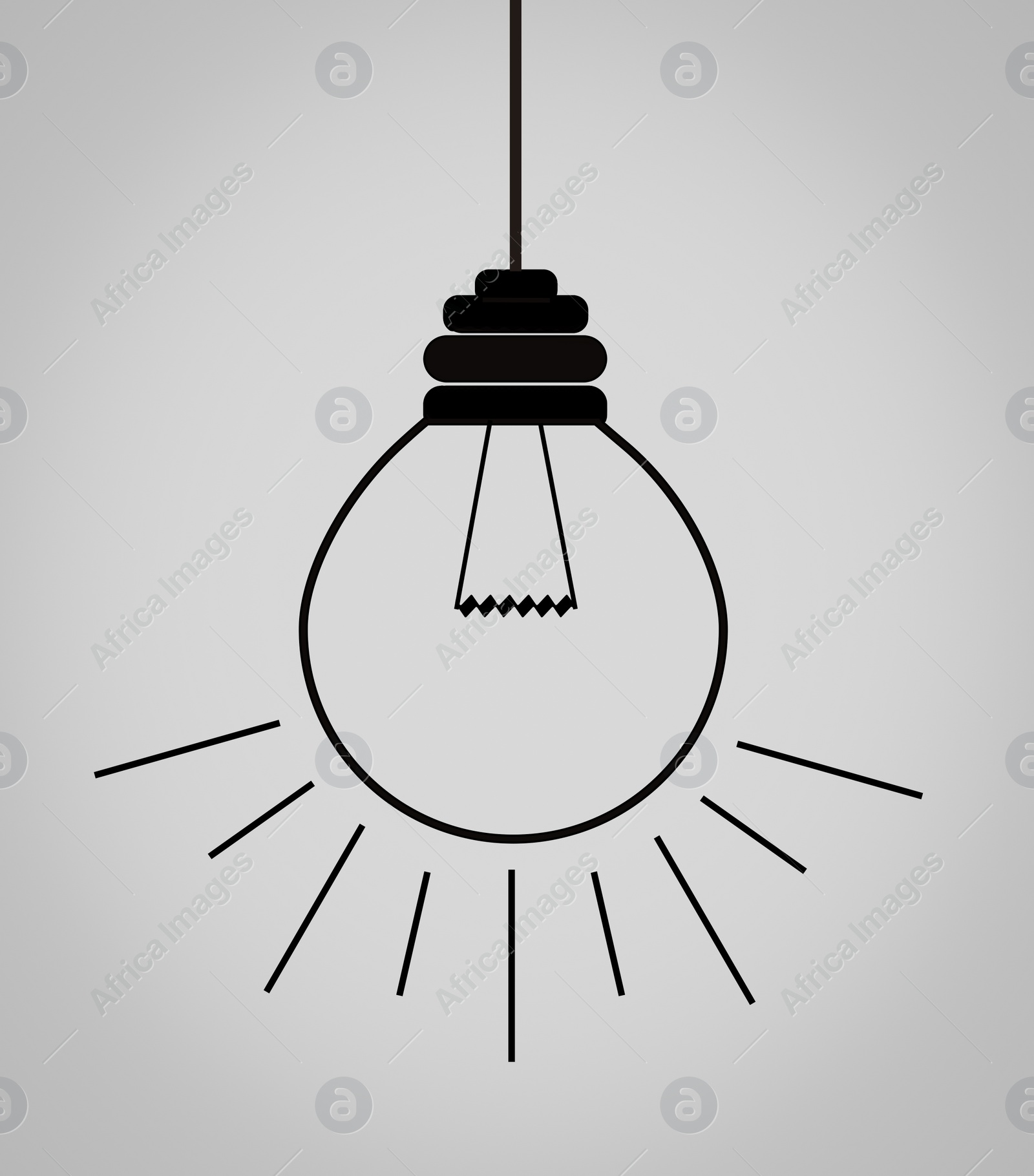 Illustration of Light bulb illustration on grey background. Concept of creative idea and innovation