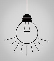 Light bulb illustration on grey background. Concept of creative idea and innovation