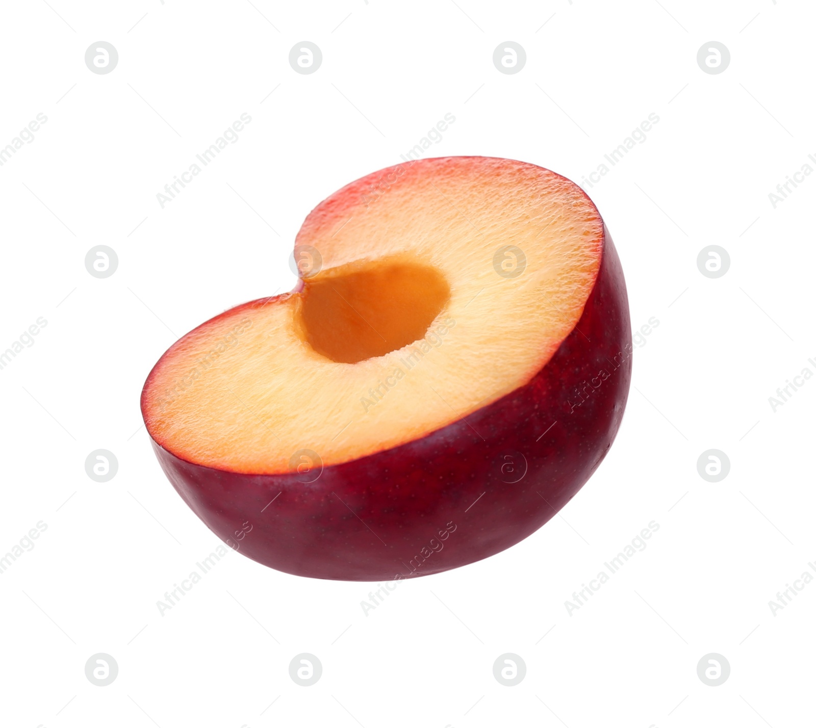 Photo of Half of ripe plum isolated on white