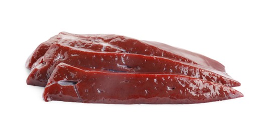 Cut raw beef liver isolated on white