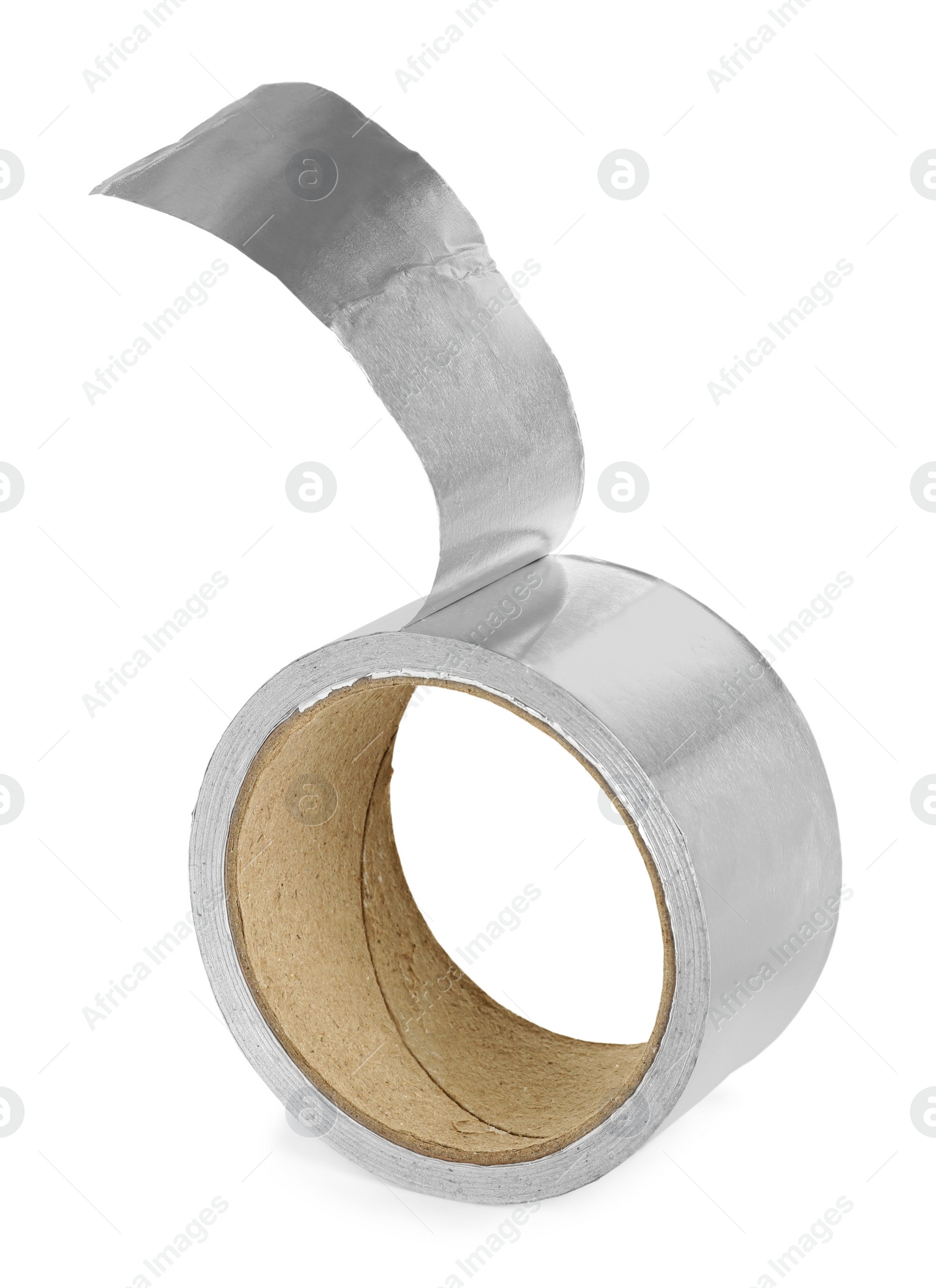 Photo of Roll of aluminum adhesive tape on white background