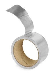 Roll of aluminum adhesive tape on white background