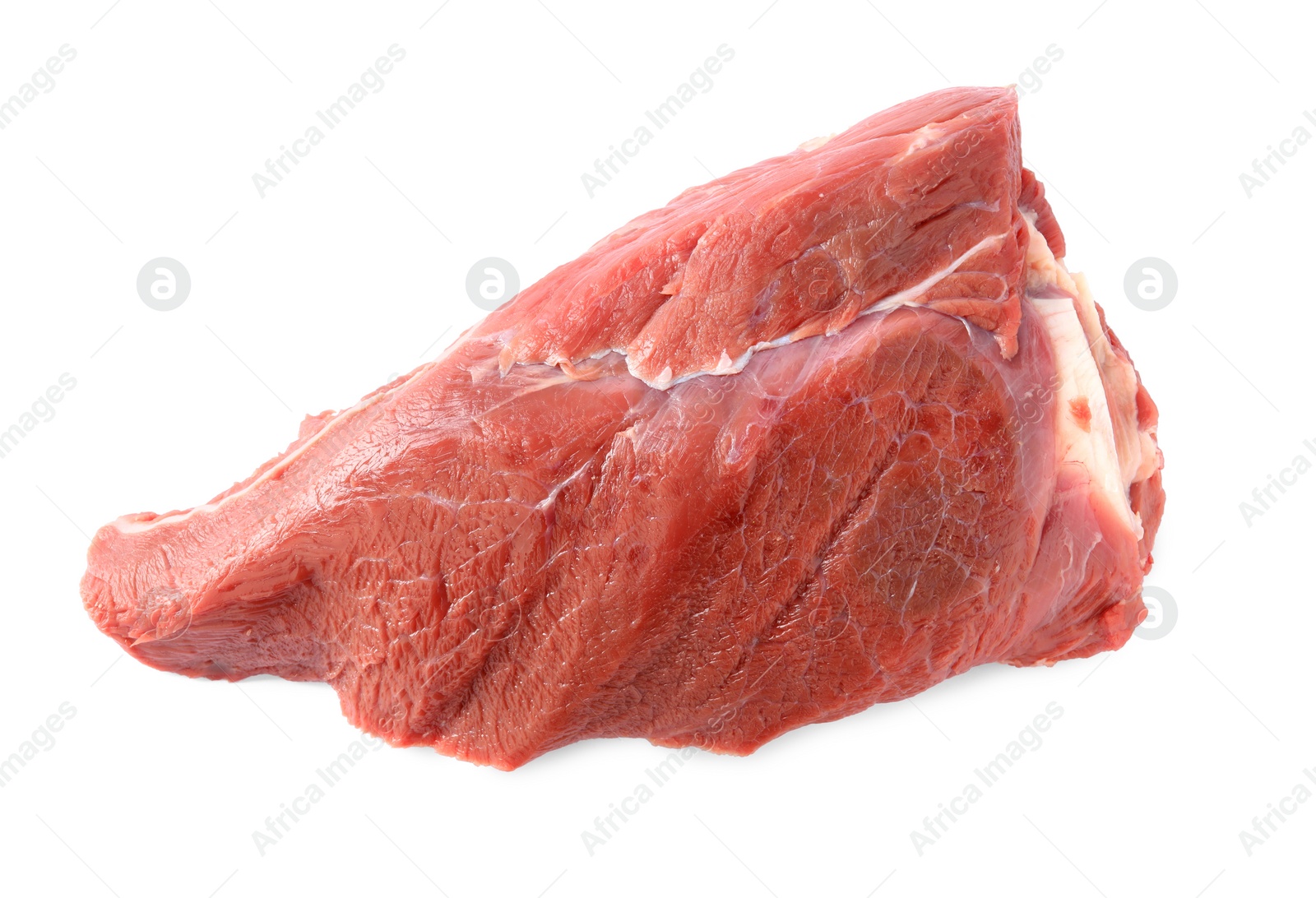 Photo of Piece of raw beef meat isolated on white