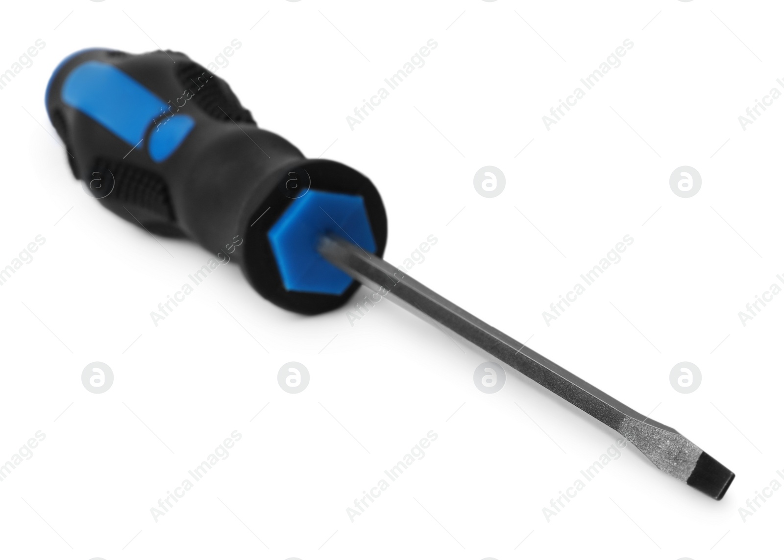 Photo of One screwdriver with color handle isolated on white