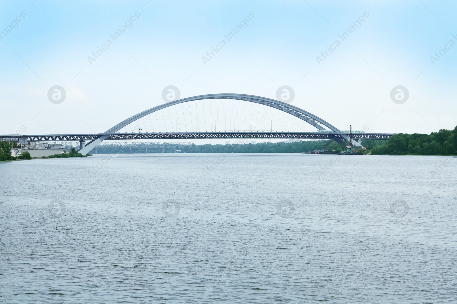 Photo of Beautiful view of modern bridge over river