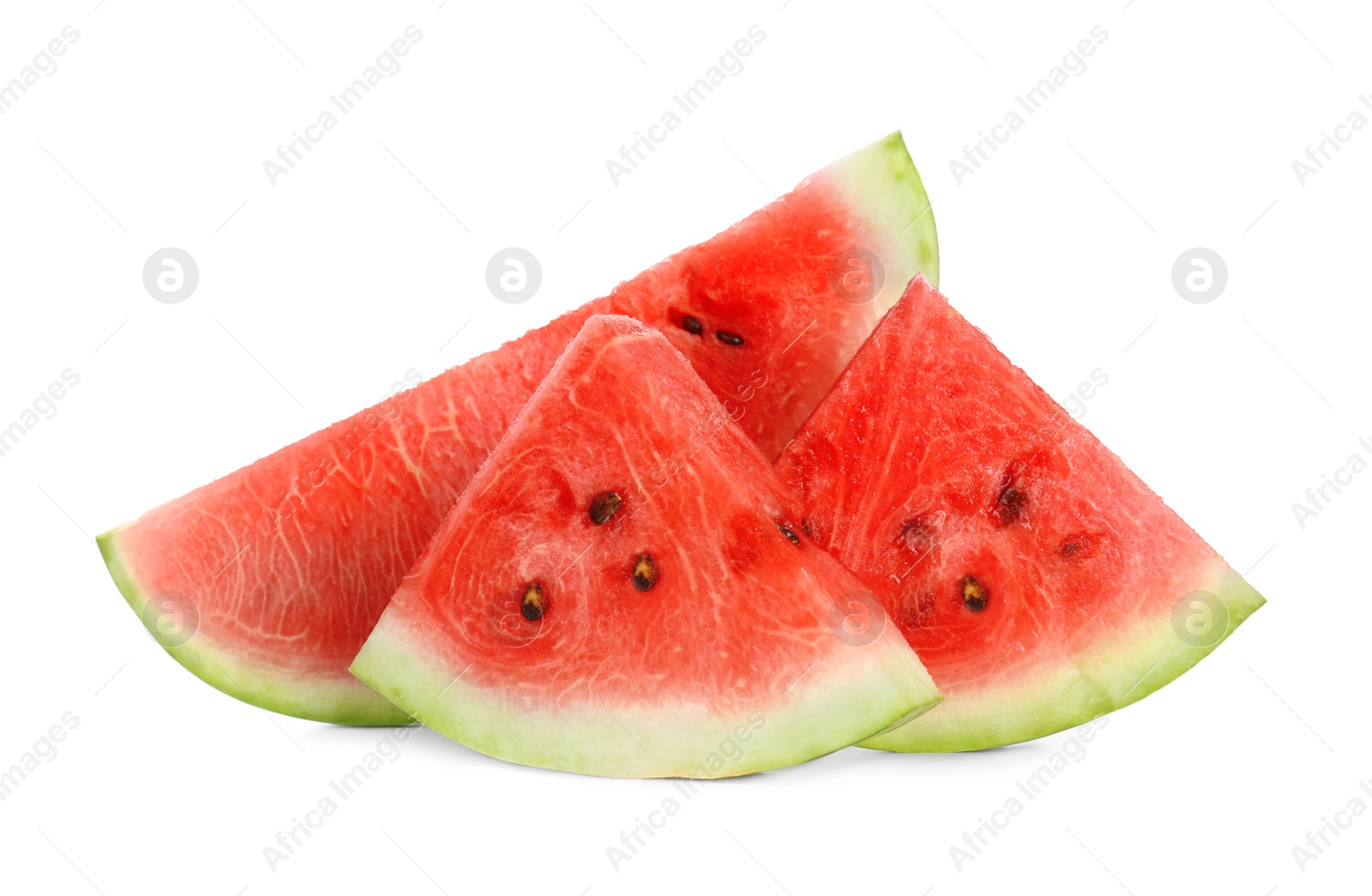 Photo of Slices of delicious ripe watermelon isolated on white