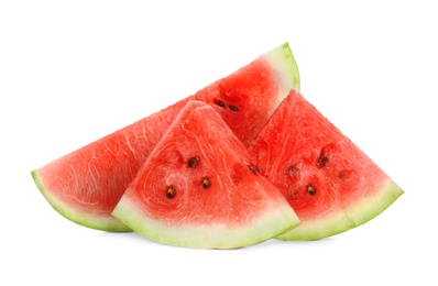 Slices of delicious ripe watermelon isolated on white