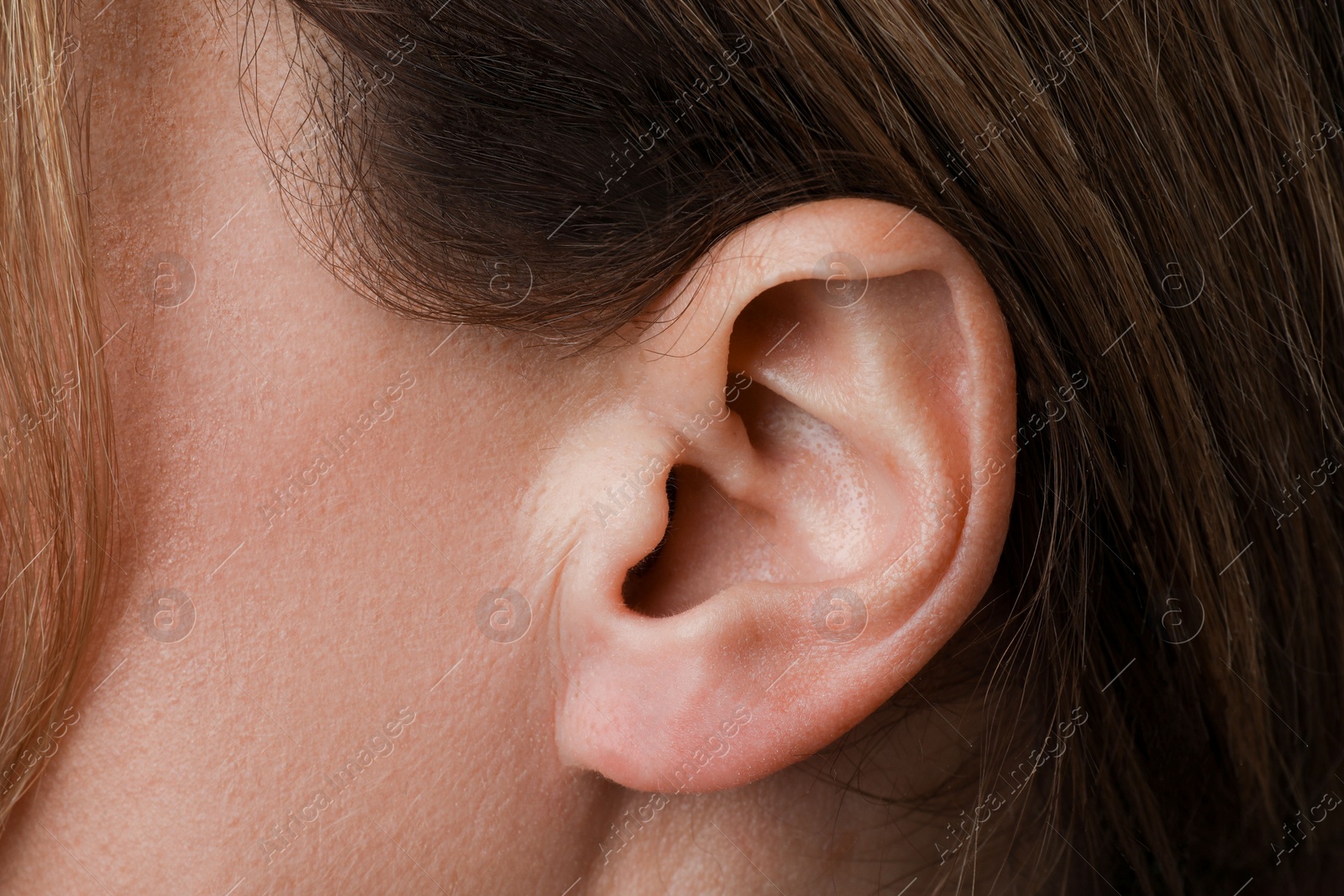 Photo of Closeup view of woman, focus on ear