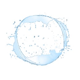 Splash of fresh water in shape of circle isolated on white