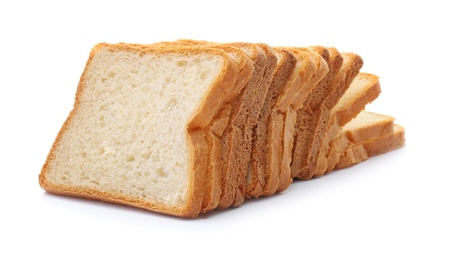 Sliced toast bread on white background