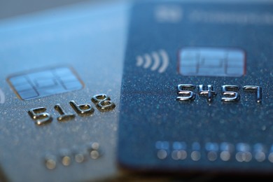 Photo of Two credit cards as background, macro view