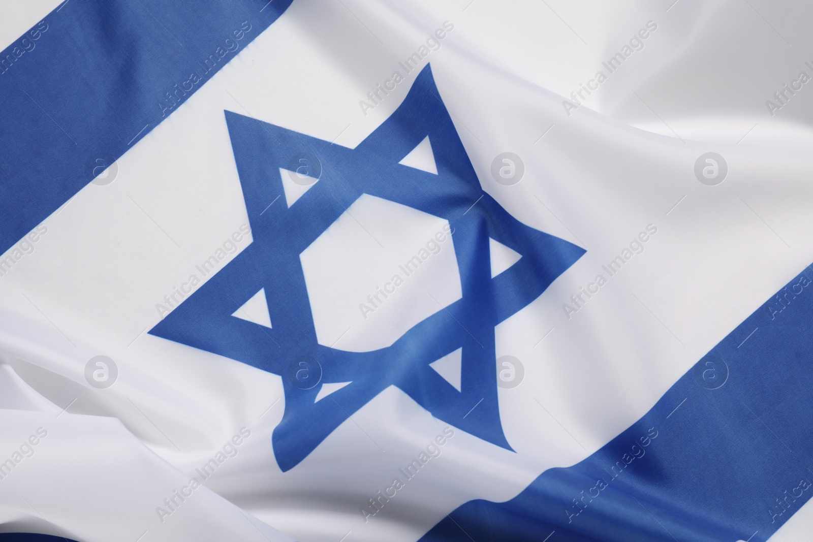 Photo of Flag of Israel as background, top view. National symbol