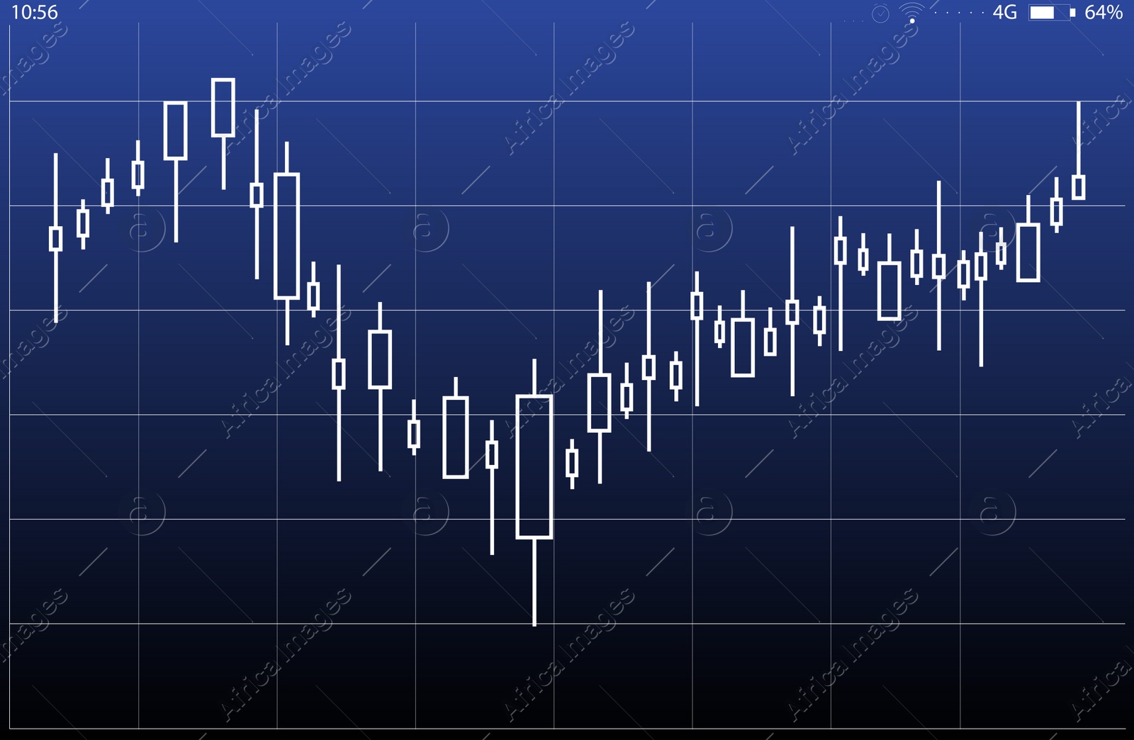 Illustration of Tablet display with design of graph. Illustration