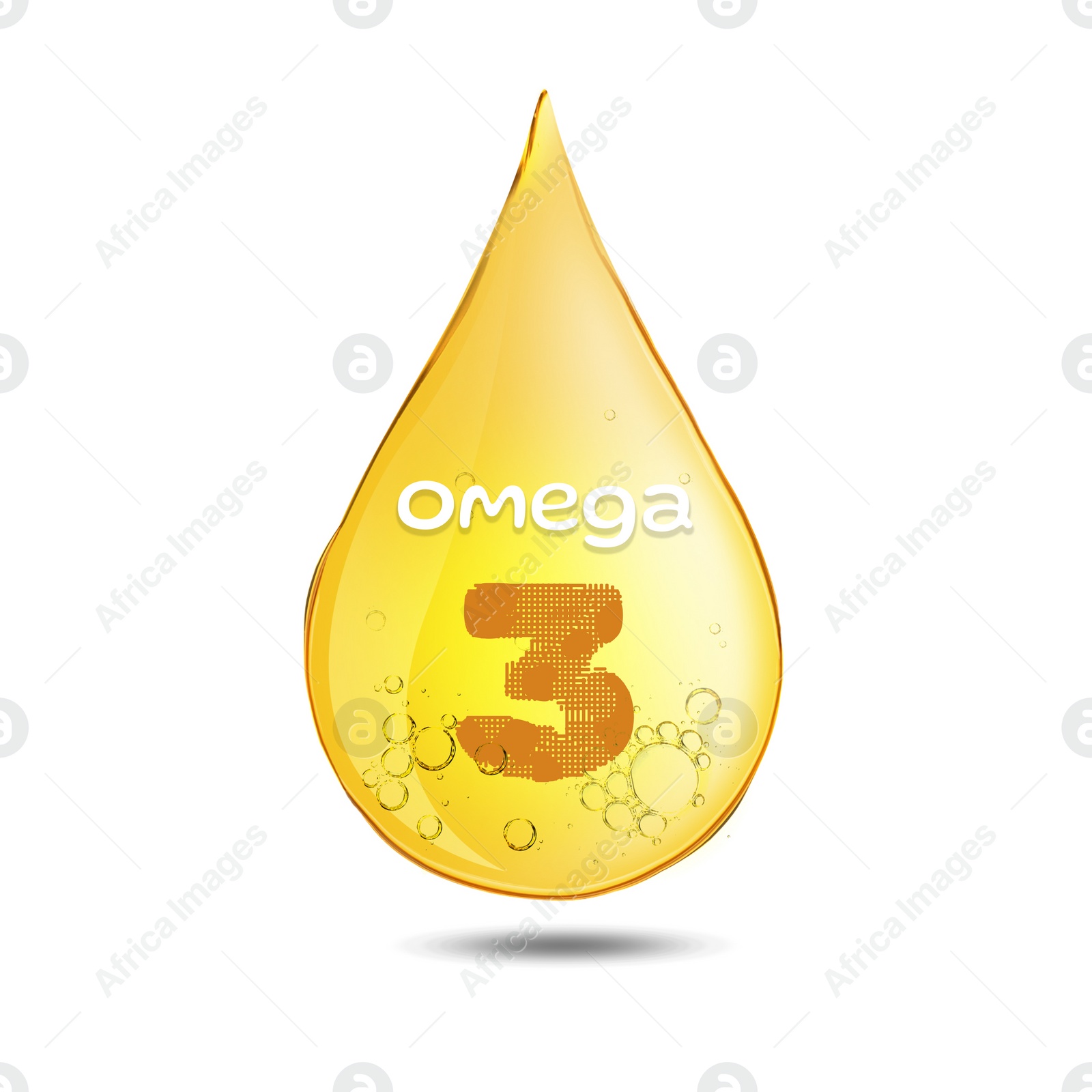 Image of Golden Omega 3 oil drop isolated on white