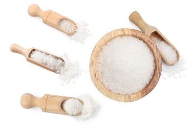 Image of Set of natural salt isolated on white, top view