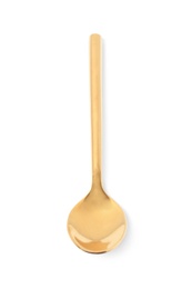 Stylish clean gold spoon on white background