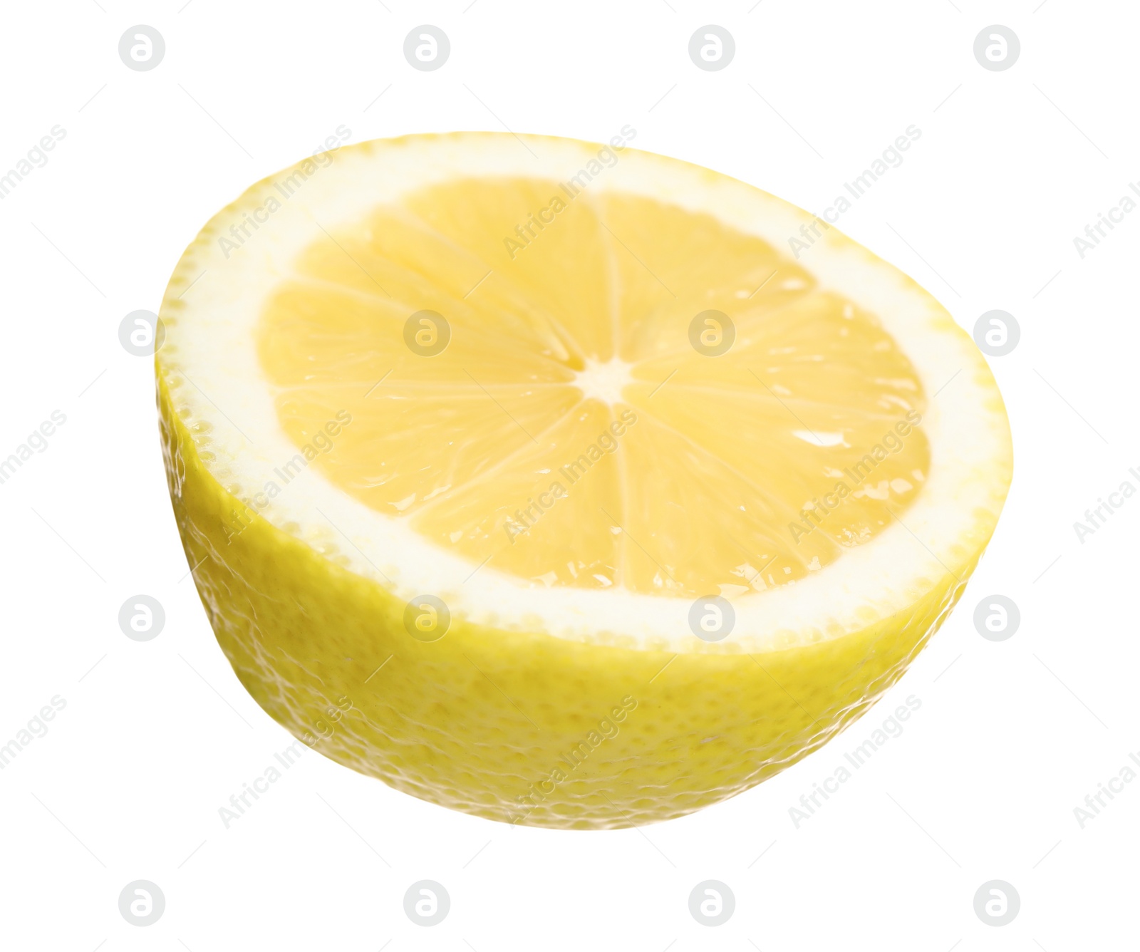 Photo of Half of lemon isolated on white. Citrus fruit