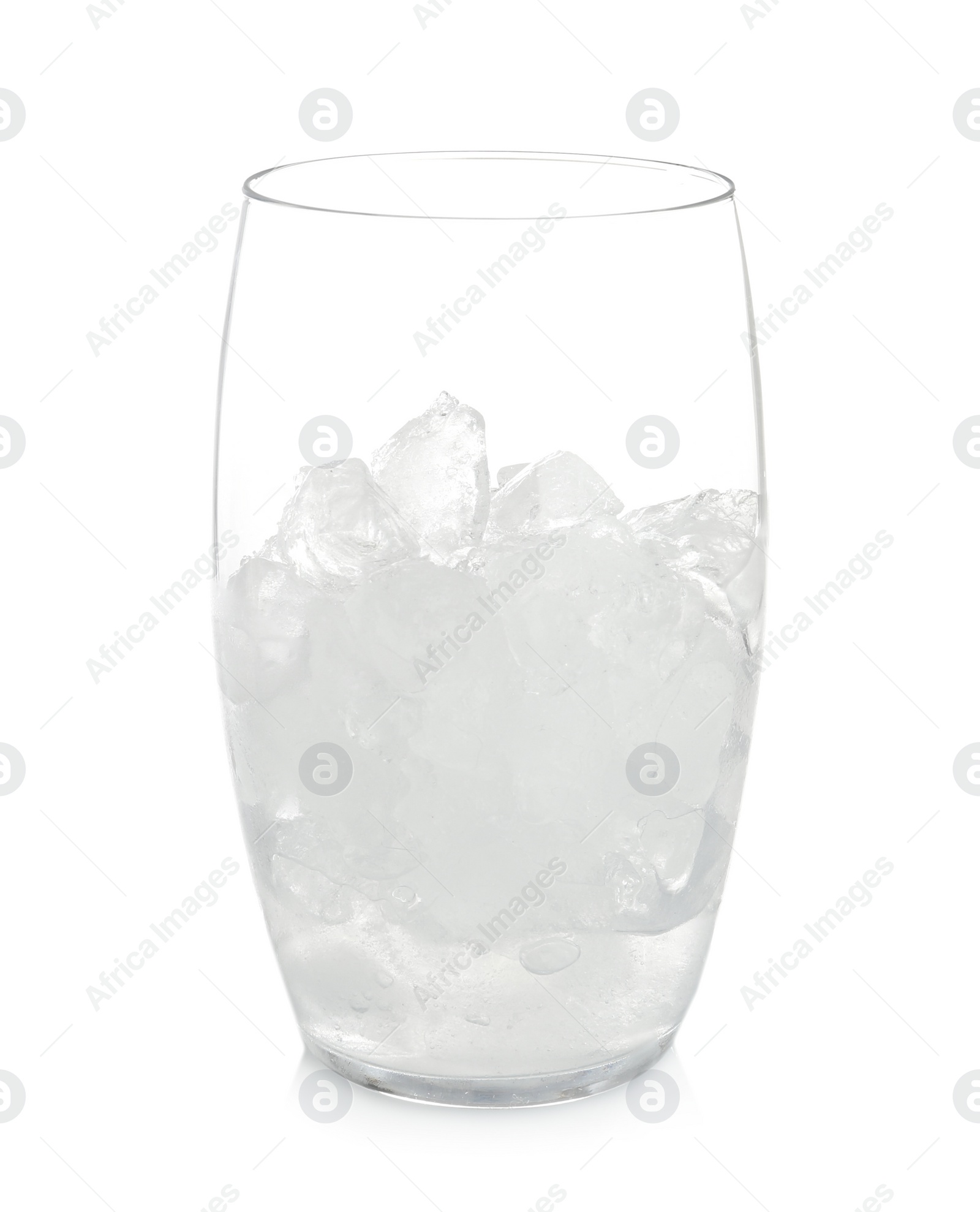 Photo of Ice cubes in glass isolated on white