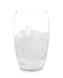 Ice cubes in glass isolated on white