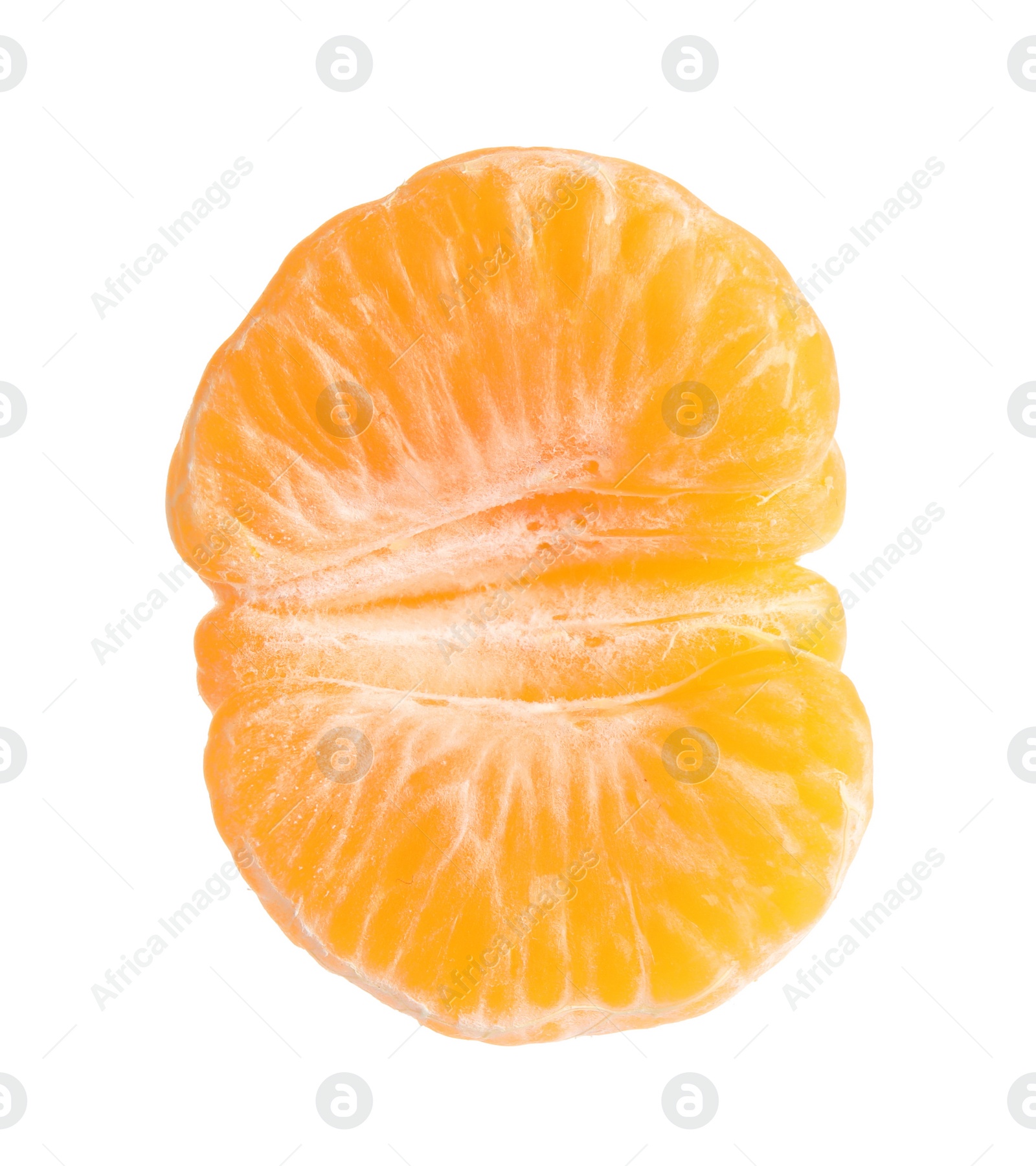 Photo of Peeled fresh juicy tangerine isolated on white