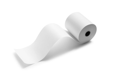 Photo of Roll of thermal paper for receipt isolated on white