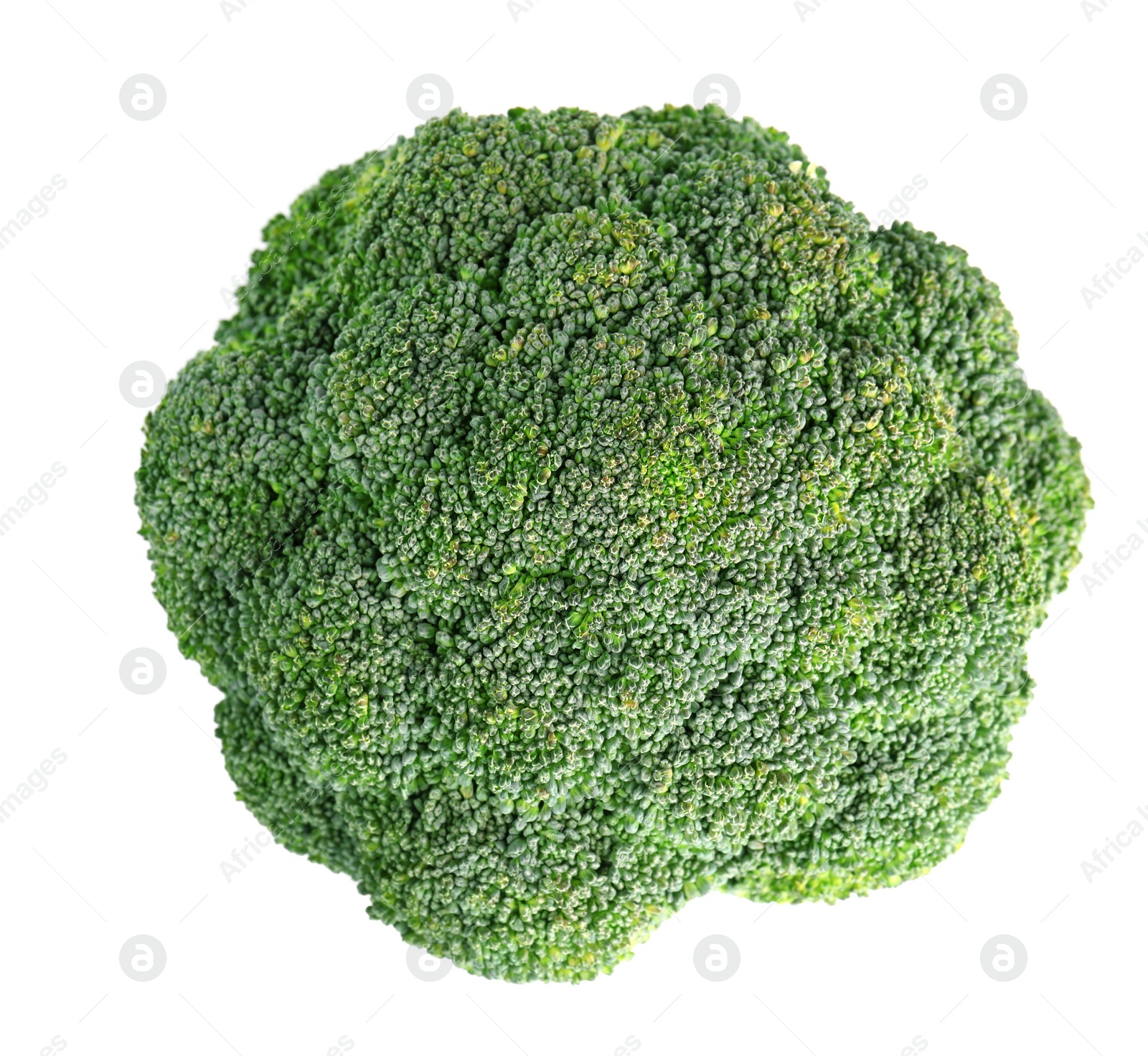 Photo of Fresh green broccoli on white background, top view. Organic food