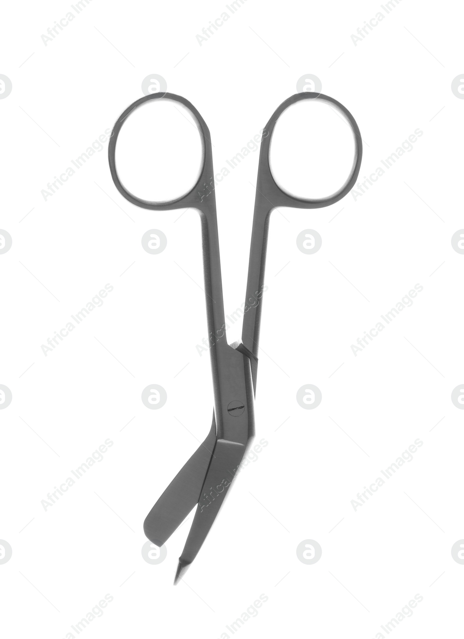 Photo of Surgical scissors on white background. Medical instrument