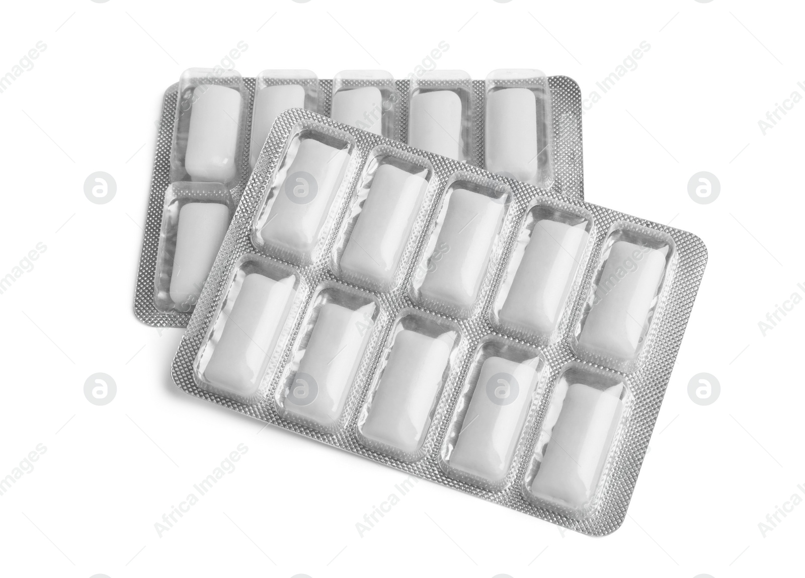 Photo of Blisters of chewing gums isolated on white