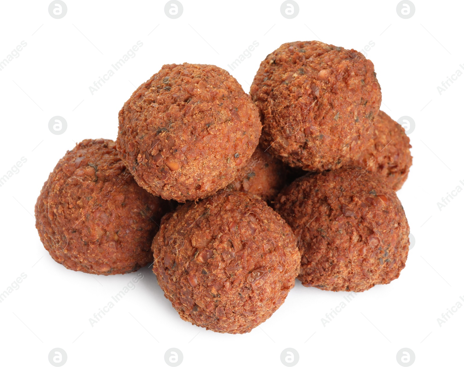 Photo of Delicious falafel balls on white background. Vegan meat products