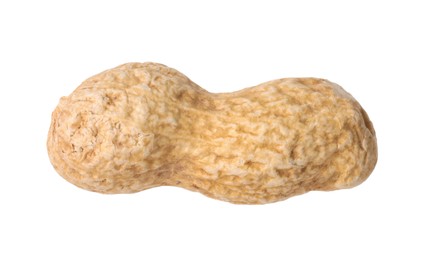 One fresh unpeeled peanut isolated on white