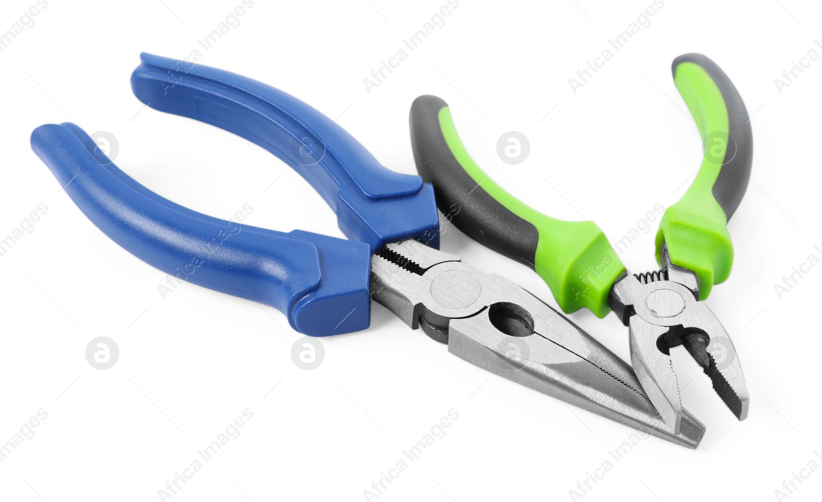 Photo of Different pliers isolated on white. Construction tool