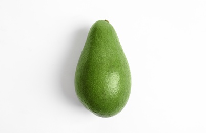 Ripe fresh avocado on white background