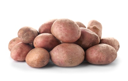 Fresh ripe organic potatoes on white background