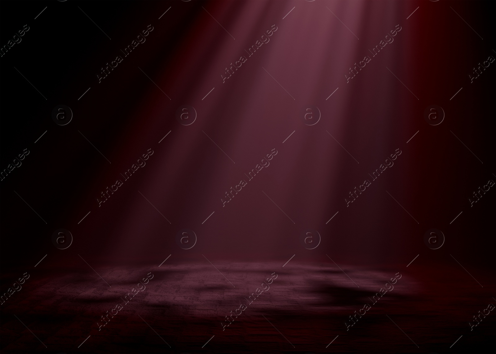 Image of Bright spotlight in dark room. Performance equipment