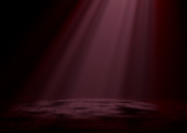 Image of Bright spotlight in dark room. Performance equipment