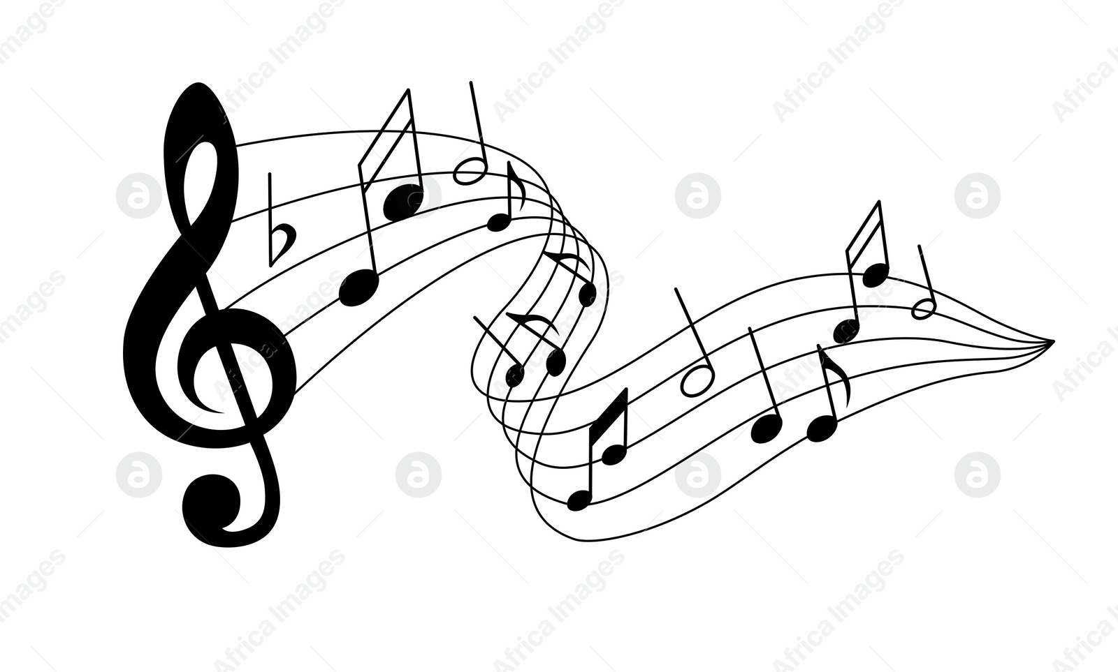 Illustration of  musical notes on white background