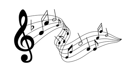 Illustration of  musical notes on white background