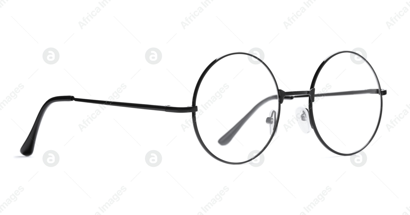 Photo of Round glasses with black frame isolated on white