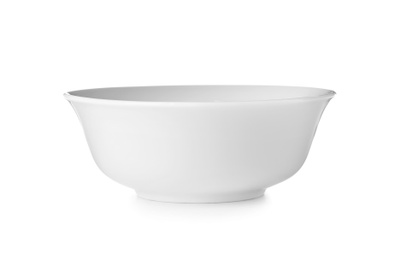 Ceramic bowl with space for text on white background. Washing dishes