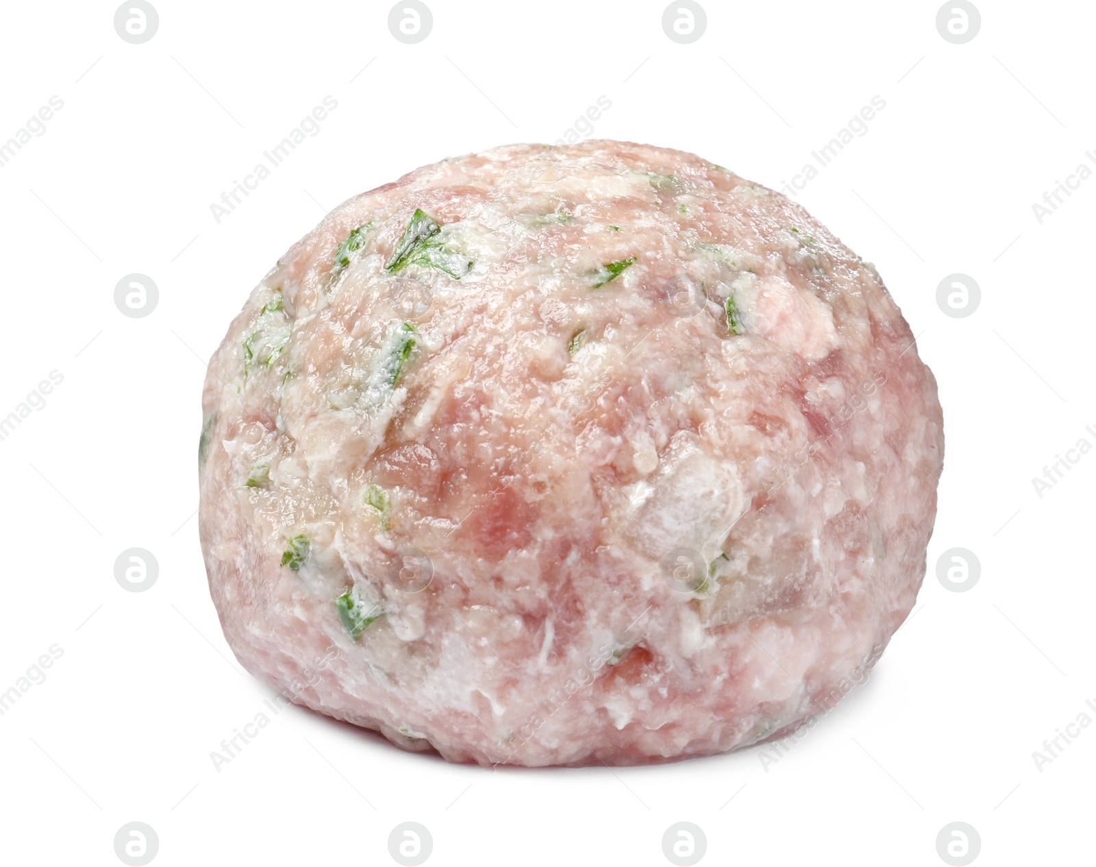 Photo of One fresh raw meatball isolated on white